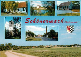 73268988 Schoenermark Teilansichten Fachwerkhaus Turm Landschaftspanorama Schoen - Schoenermark