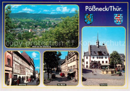 73268983 Poessneck Panorama Blick Von Der Altenburg Steinweg Markt Rathaus Poess - Pössneck