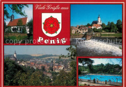 73268968 Penig Panorama Tal Der Zwickauer Mulde Wehr Kirche Freibad Wappen Penig - Penig