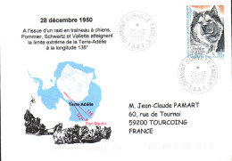 TAAF LETTRE DE DUMONT D'URVILLE 2000 - Storia Postale