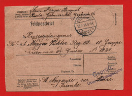 (RECTO / VERSO) DEVANT ENVELOPPE MILITAIRE FELDPOSTBRIEF LE 13/9/1915 - KARLSRUHE - CACHET GEORUFT UBERWACHUNGSSTELLE - Briefe U. Dokumente