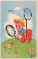 OSTERN KINDER HUHN EI Vintage Ansichtskarte Postkarte CPA #PKE337.DE - Easter