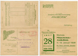 Germany 1927 Postcard W/ Reply Card; Leipzig - Mucrena-Auktion, Rauchwarenversteigerungs; 3pf. Meter - Máquinas Franqueo