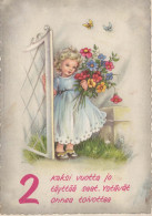 FELIZ CUMPLEAÑOS 2 Año De Edad CHICA NIÑOS Vintage Tarjeta Postal CPSM #PBT955.ES - Geburtstag