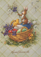 PASCUA CONEJO HUEVO Vintage Tarjeta Postal CPSM #PBO385.ES - Easter