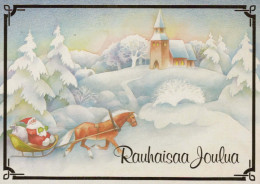 PAPÁ NOEL Feliz Año Navidad CABALLO Vintage Tarjeta Postal CPSM #PBB149.ES - Santa Claus