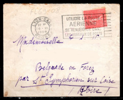 FL69-08 : Dept 69 (Rhône) LYON-GARE 1928 > FD Texte / Utilisez Poste Aérienne - Oblitérations Mécaniques (flammes)