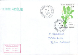 TAAF LETTRE DE DUMONT D'URVILLE 1986 - Storia Postale