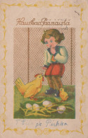 PÂQUES ENFANTS POULET ŒUF Vintage Carte Postale CPA #PKE336.FR - Pasqua