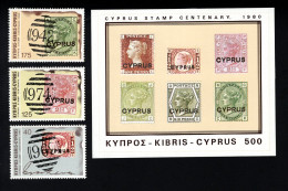 2024732636 1980 SCOTT 529 532  (XX) POSTFRIS MINT NEVER HINGED - CYPRUS STAMP CENTENARY - Unused Stamps