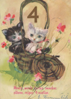 CHAT CHAT Animaux Vintage Carte Postale CPSM #PBQ869.FR - Katten