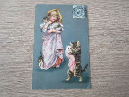 FANTAISIE CHATS HUMANISES FILLETTE CHAT CHATONS SERVIETTE - Dressed Animals