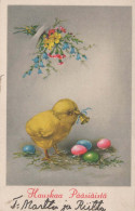 EASTER FLOWERS CHICKEN EGG Vintage Postcard CPA #PKE456.GB - Pascua