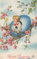 EASTER CHILDREN CHICKEN EGG Vintage Postcard CPA #PKE334.GB - Pasqua