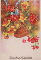 EASTER BELL FLOWERS Vintage Postcard CPA #PKE144.GB - Pascua