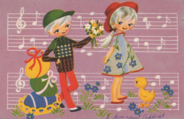 EASTER CHILDREN EGG Vintage Postcard CPA #PKE207.GB - Pascua