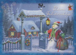 Happy New Year Christmas SNOWMAN Vintage Postcard CPSM #PAZ822.GB - Nieuwjaar