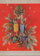 Happy New Year Christmas CANDLE Vintage Postcard CPSM #PAW146.GB - Anno Nuovo