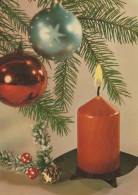 Happy New Year Christmas CANDLE Vintage Postcard CPSM #PAV539.GB - Anno Nuovo