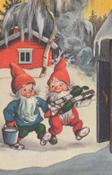 Buon Anno Natale GNOME Vintage Cartolina CPSMPF #PKD448.IT - Anno Nuovo