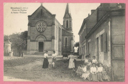 SAS0291  CPA  BRECHES (Indre Et Loire) Place De L'Eglise Et Statue Velpeau - Femmes Et Enfants  ++++ - Otros & Sin Clasificación