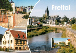 73268184 Freital Busbahnhof Einnehmerhaus Partie An Der Weisseritz Blick Zur Kir - Freital