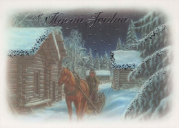 Buon Anno Natale CAVALLO Vintage Cartolina CPSM #PBM377.IT - Nouvel An