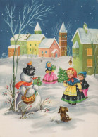 Buon Anno Natale PUPAZZO BAMBINO Vintage Cartolina CPSM #PAZ695.IT - Nouvel An