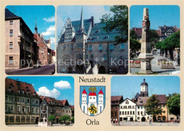 73268175 Neustadt Orla Ortsmotive Innenstadt Rathaus Postsaeule Wappen Neustadt  - Neustadt / Orla
