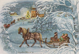Buon Anno Natale CAVALLO Vintage Cartolina CPSM #PAW582.IT - Nouvel An