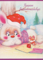 Buon Anno Natale CONIGLIO Vintage Cartolina CPSM #PAV112.IT - Nouvel An