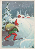 BABBO NATALE Buon Anno Natale Vintage Cartolina CPSM #PAU576.IT - Santa Claus