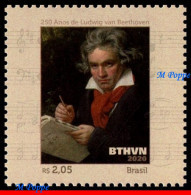 Ref. BR-V2020-12 BRAZIL 2020 - LUDWIG VAN BEETHOVEN, 250YEARS, COMPOSER, MUSIC, MNH, FAMOUS PEOPLE 1V - Nuovi