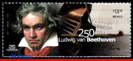 Ref. MX-V2020-22 MEXICO 2020 - LUDWIG VAN BEETHOVEN, 250YEARS, COMPOSER, MUSIC, MNH, FAMOUS PEOPLE 1V - Musik