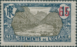 French Oceania 1916 SG64 65 On 1f Brown And Blue Valley Of Fautaua MLH - Andere & Zonder Classificatie