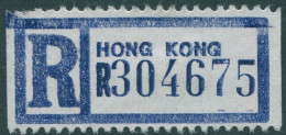 Hong Kong Registered Label MNG - Autres & Non Classés