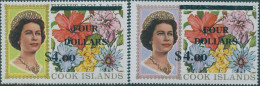 Cook Islands 1970 SG335-336 $4 Surcharges QEII Flowers Set MNH - Cook Islands