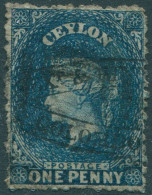 Ceylon 1863 SG45 1d Blue QV Crown CC Wmk FU (amd) - Sri Lanka (Ceylan) (1948-...)
