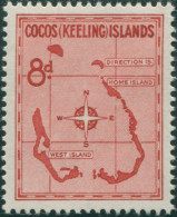 Cocos Islands 1963 SG3 8d Map MNH - Cocoseilanden