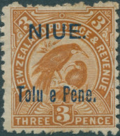 Niue 1903 SG13 Tolu E Pene On 3d Yellow-brown Huia Birds MH - Niue