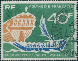 French Polynesia 1968 Sc#C45,SG81 40f Ship's Stern And Canoe FU - Altri & Non Classificati