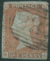 Great Britain 1841 SG9 1d Pale Red-brown QV Blued Paper **SA Imperf FU - Zonder Classificatie