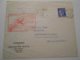 France Poste Aerienne , Lettre De Paris 1939 Pour Sauveterre-de-bearn , 1 Ere Liaison Aerienne De Nuit - 1927-1959 Covers & Documents