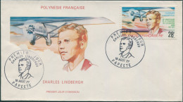 French Polynesia 1977 Sc#C149,SG257 28f Lindbergh Flight FDC - Altri & Non Classificati