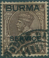 Burma Official 1937 SGO4 1a Brown KGV With BURMA SERVICE Ovpt FU - Myanmar (Birma 1948-...)