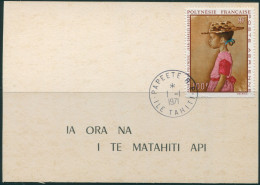 French Polynesia 1970 Sc#C67,SG126 100f Polynesian Girl Painting On Piece FU - Otros & Sin Clasificación