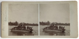 Photo Ancienne - Vue Stéréoscopique - Stéréo - Passage Du Bac - Voiture Automobile - COCHINCHINE Vietnam - Snapshot - Stereoscopic