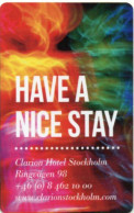 SVEZIA  KEY HOTEL   Clarion Hotel Stockholm - Have A Nice Stay - Cartes D'hotel