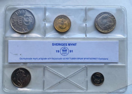 1991(5) Sweden  Mint Set 5 Coins,MS57,7507 - Zweden