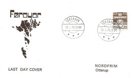 Faroe Islands 1975 Last Day Cover With Danish Stamps    29.1.75 - Färöer Inseln